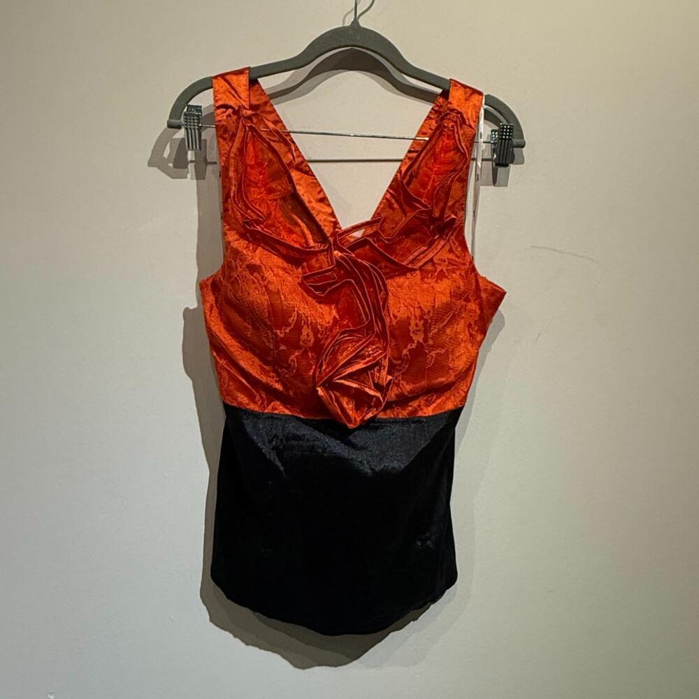 Orange and Black Ruffled Top - Picture 3 of 5